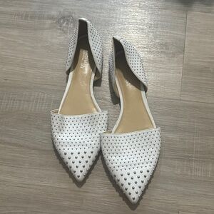 Beaded white ballet flats